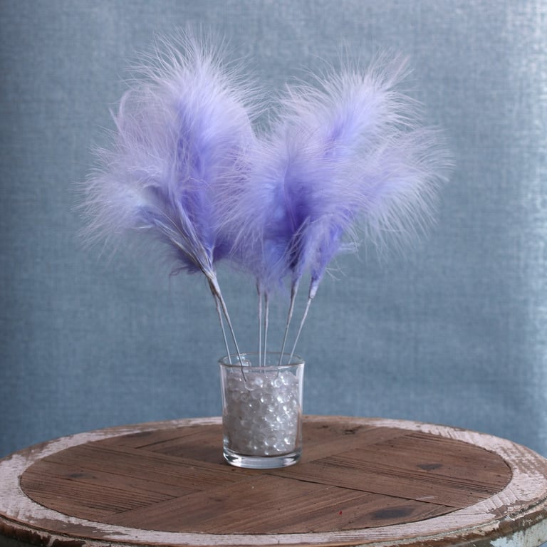 Light Purple Fluff Feathers - 6 Pack Decorative Accent for Home & Garden