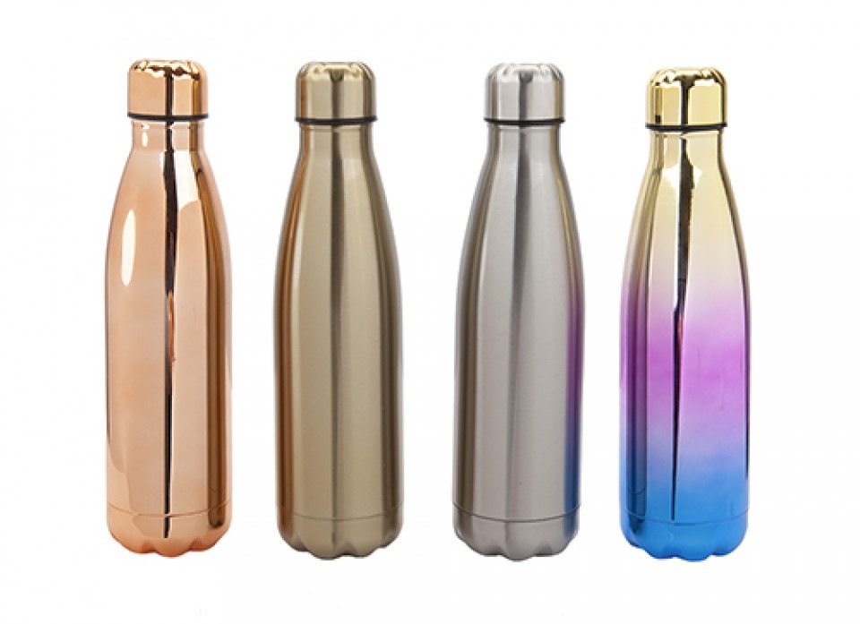 Stainless Steel Double Wall Insulated 500ml Water Flask - 4 Assorted Designs
