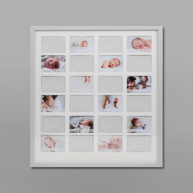 Bambino Milestone Cards & Picture Frame Set - Personalized Baby Keepsake Cards and Frame