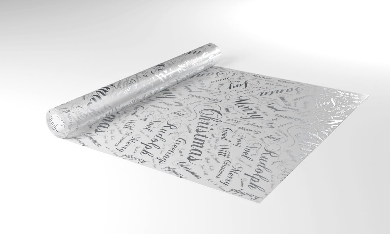 Silver Seasonal Greetings Film - 80cm Home Decor for Christmas and Winter Festivals