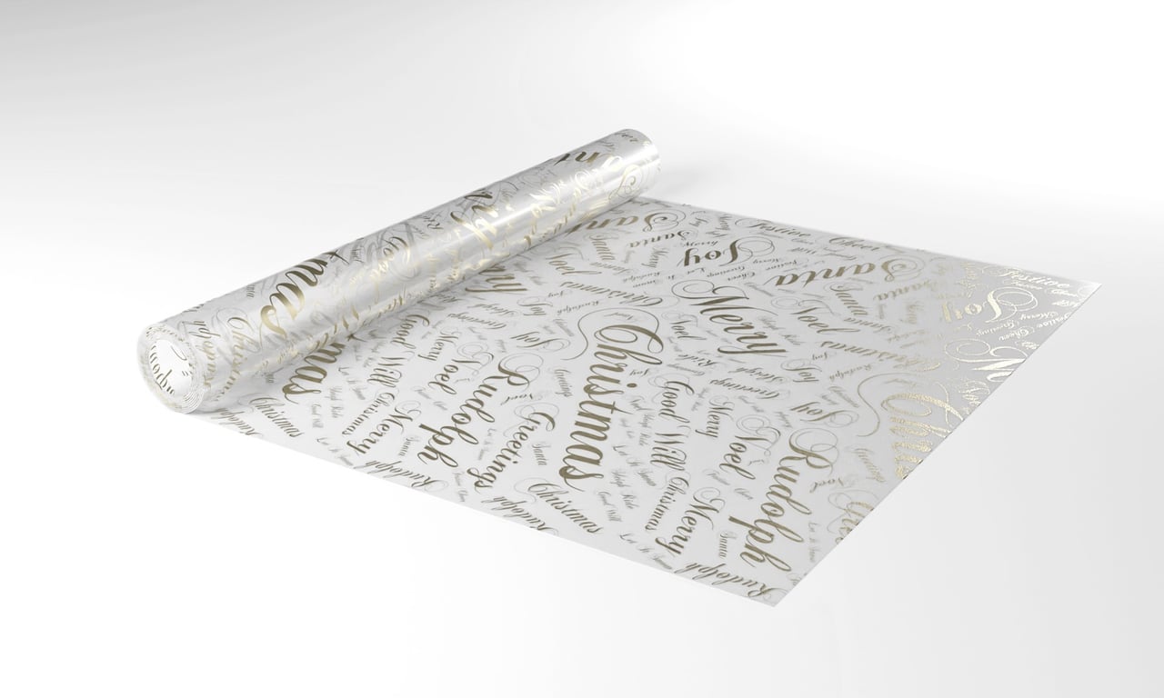 80cm Gold Seasonal Greetings Film - Decorate Your Home with Festive Shine