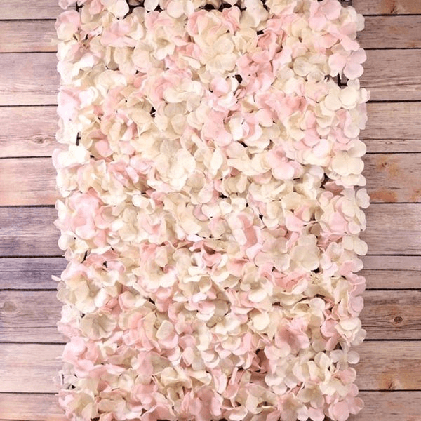 Pink and Cream Hydrangea Flower Wall Bundle (3M) - Elegant Home Floral Decoration for Indoor Garden Design