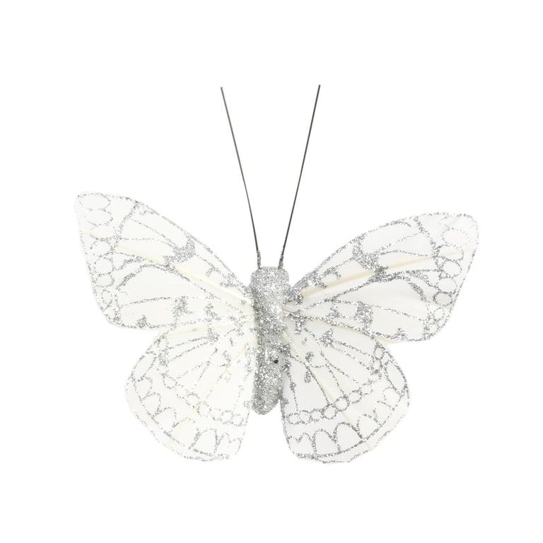 Sterling Feather & Glitter Butterfly Decorations - Pack of 12, Perfect for Home Decor and Party Confetti