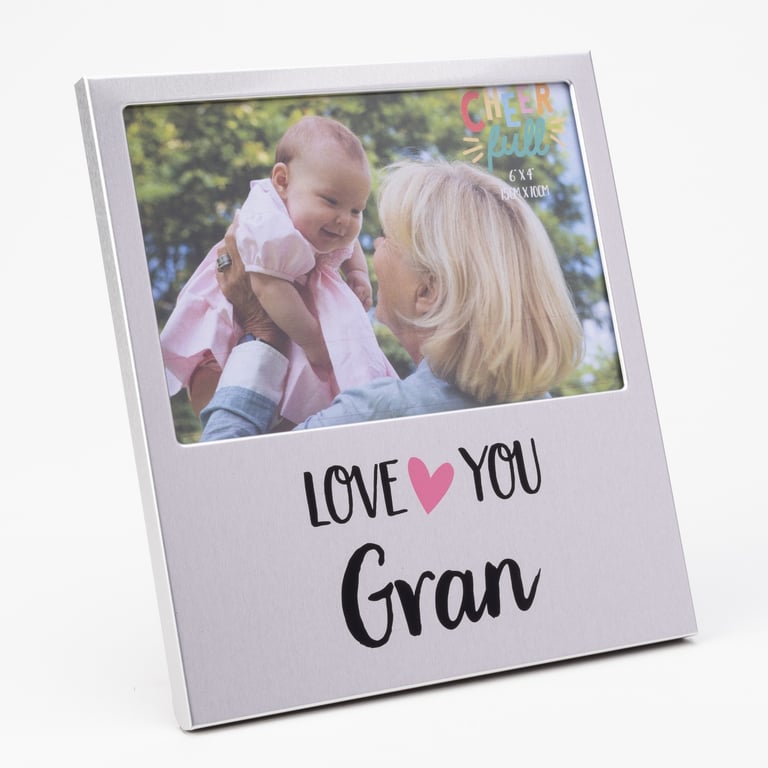 Cheerful Gran Aluminium 6x4 Photo Frame - Modern Home Decor and Wall Decoration