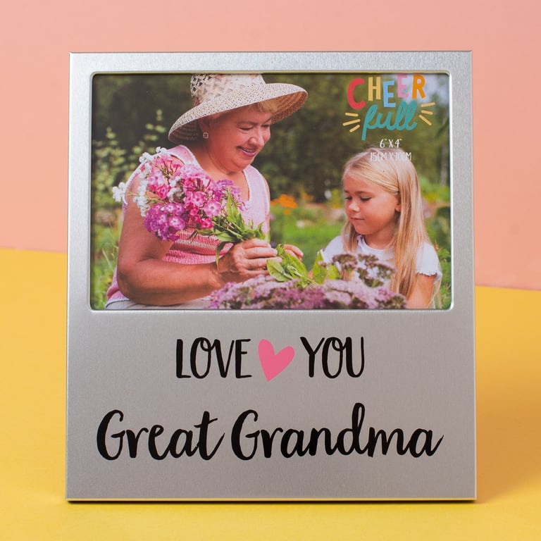 Cheerful Great Grandma Aluminium 6x4 Photo Frame - Vintage Home Decor Wall Decoration