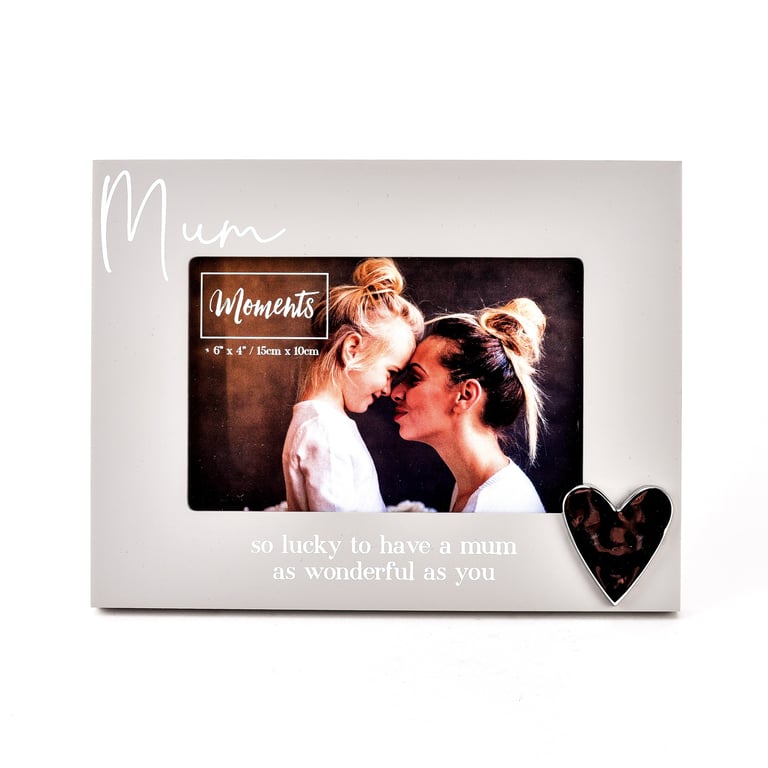 Rustic Wooden Mum Moments Heart Photo Frame - Unique Home Decor Gift