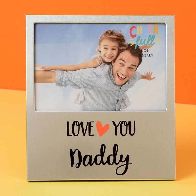 Cheerful Aluminium Daddy Photo Frame - 6x4 Home Decor Gift Idea for Father s Day