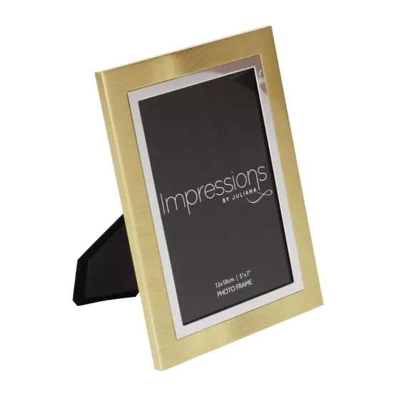 Brushed Gold Finish 5x7 Photo Frame - Elegant Home Decor Wall Decoration