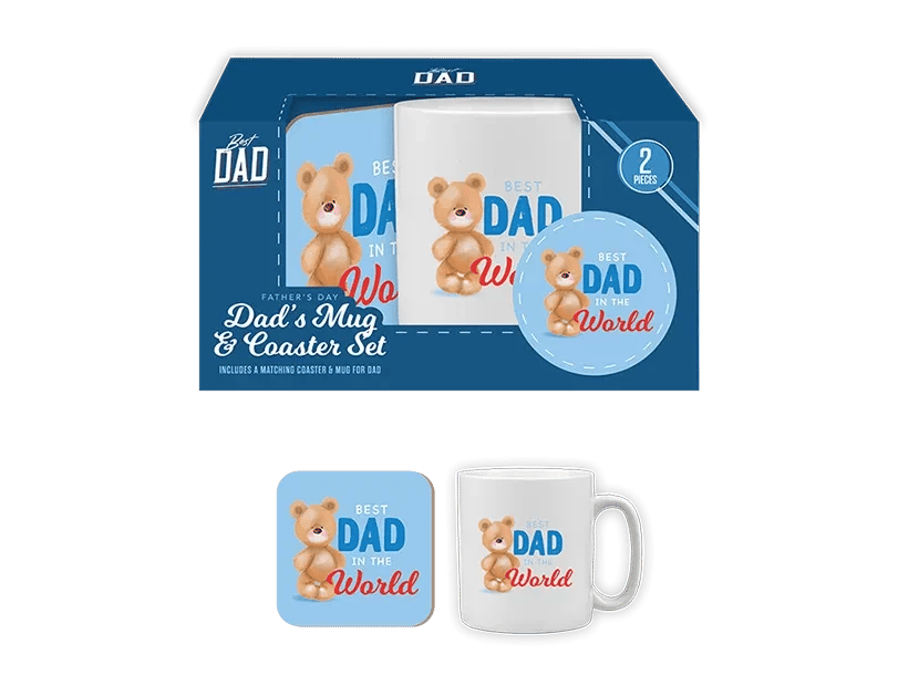 Fathers Day Mug & Coaster Duo Set - Personalized Home Decor Gift for Dad s Office Desk or Kitchen