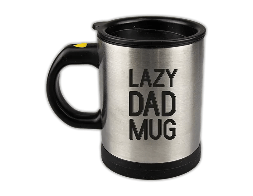 Fathers Day Self Stirring Mug - Personalized Coffee Mug with Built-in Stirrer for Men s Gift Idea