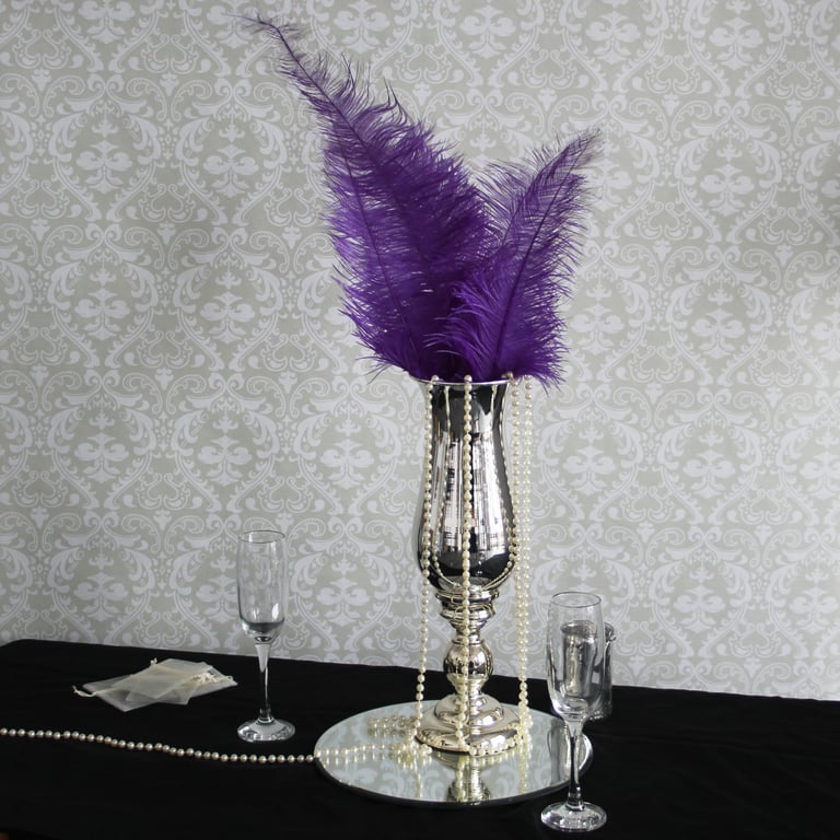 Purple Ostrich Feathers x5 - Decorative Plumes for Home & Fashion Beauty Decorations