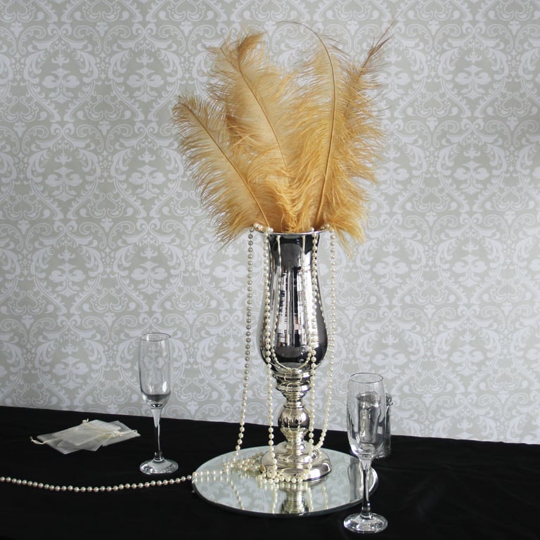 Gold Ostrich Feathers - 5 Piece Set for Home Decor, Fashion & Beauty