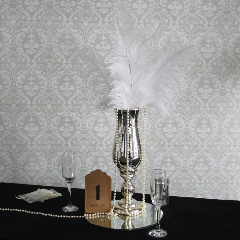 White Ostrich Feathers - 5 Pieces for Home Decor, Fashion & Beauty Accents