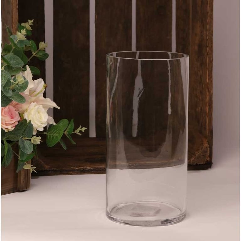 Glass Contract Cylinder Vase (25cm x 13cm) - Elegant Home Decor for Office or Living Room