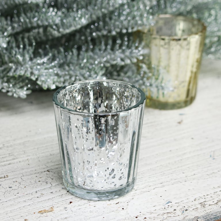 Silver Speckled Votive Candle Holder - 6cm Home Decor Lighting