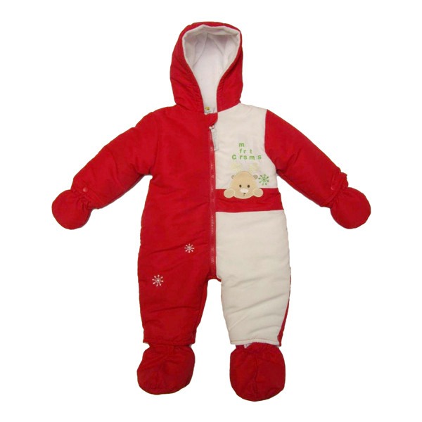 Just Too Cute My First Christmas Microfibre Hooded Snowsuit Baby Winter Outfit