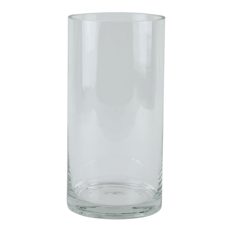 Glass Cylinder Vase - 25cm x 12cm Decorative Home Decor Glass Vessel