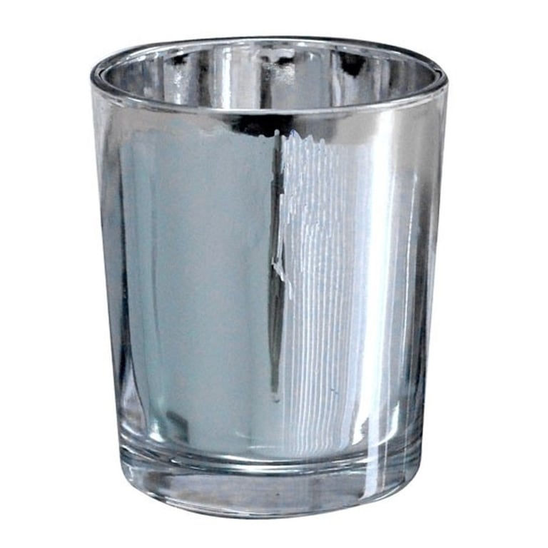 Silver Cylinder Votive Holder - Elegant Decorative Home Candle Holder with Silver Finish