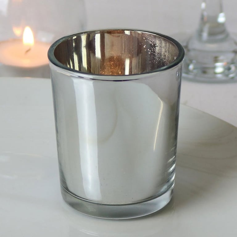 Silver Cylinder Votive Holder - Elegant Decorative Home Candle Holder with Silver Finish