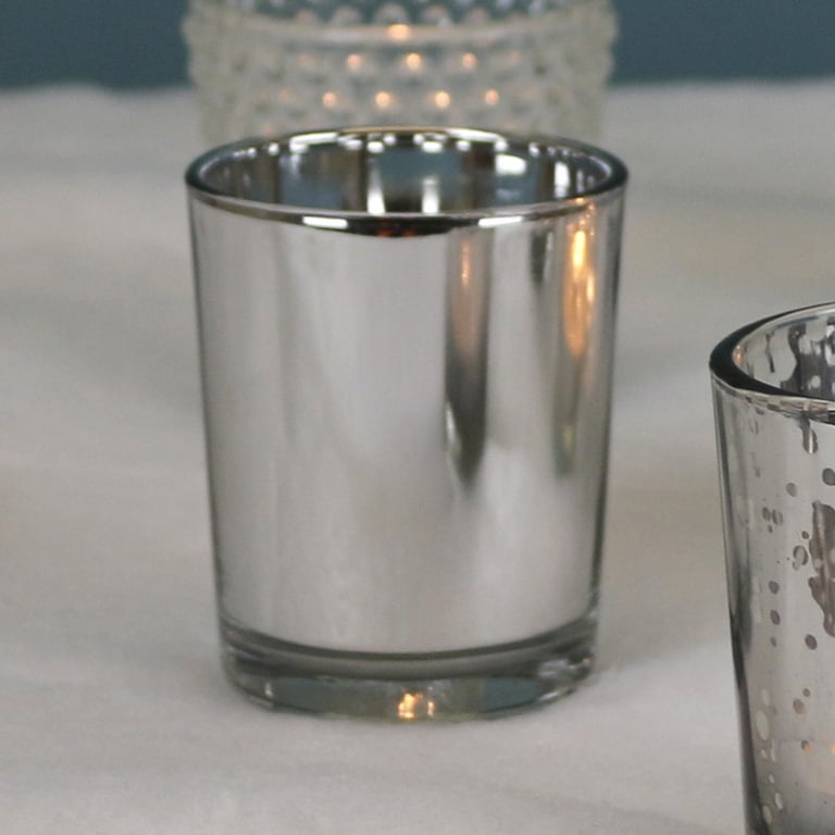 Silver Cylinder Votive Holder - Elegant Decorative Home Candle Holder with Silver Finish