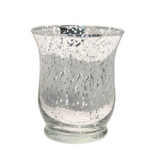 Medium Shiny Speckle Silver Glass Hurricane Vase - Home Decor Decoration