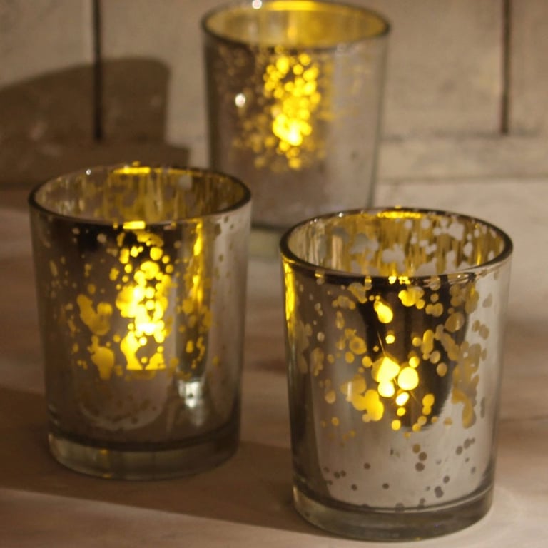 Luxury Champagne Speckle Votive - Elegant Home Decor Candle Holder