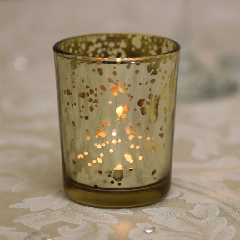 Luxury Champagne Speckle Votive - Elegant Home Decor Candle Holder