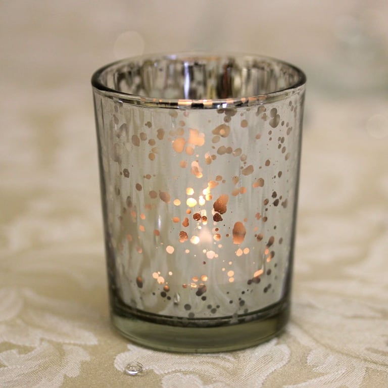 Silver Speckle Votive - Elegant Indoor Lighting Candle Holder with Speckled Design