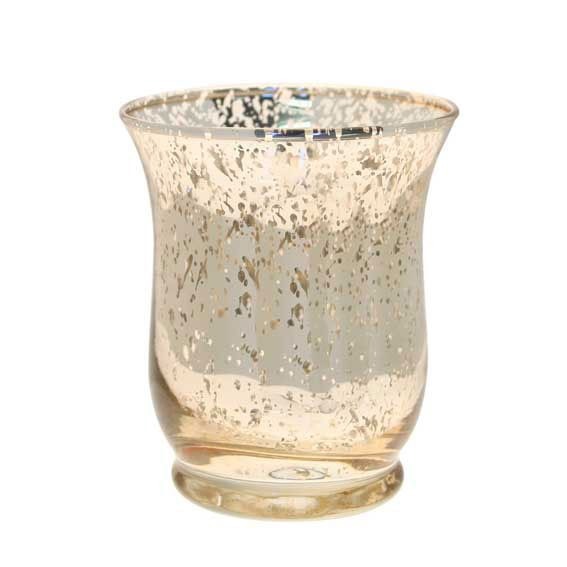 Shiny Speckle Champagne Hurricane Vase - Elegant Home Decor with Sparkling Speckle Design and Soft Lighting