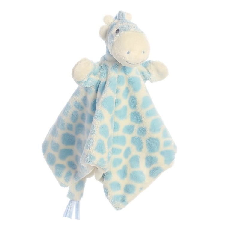 Soft Blue Gigi Giraffe Finger Puppet Blanket - Kids Cozy Blankie with Cute Animal Design