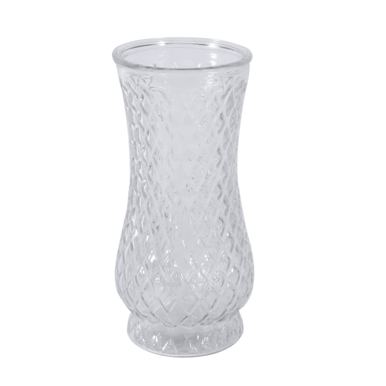 21cm Clear Textured Glass Home Decor Vase - Elegant Flower Display for Indoor Spaces