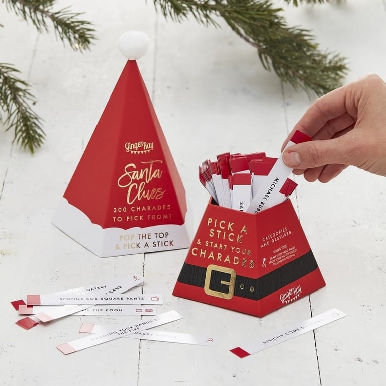 Santa Hat Charades Game - Holiday Entertainment for Family Fun and Festive Gatherings