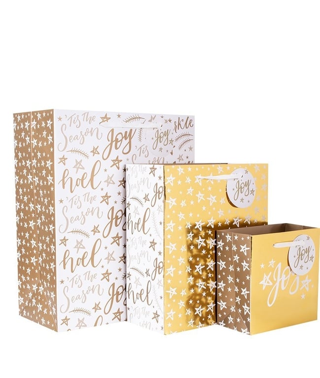 Luxury Gold Gift Bags - Wedding & Event Packaging (Pack of 3)