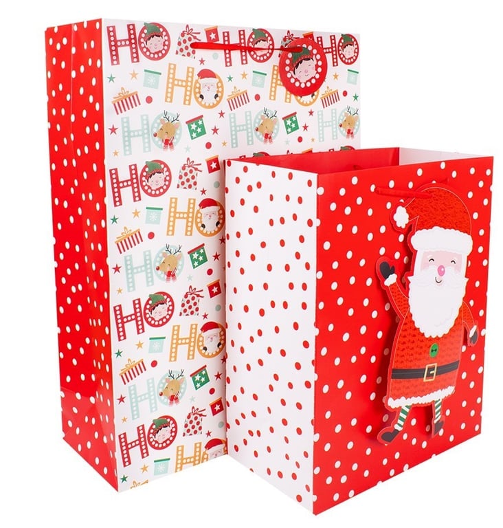 Santa Gift Bags - Reusable & Personalized Christmas Wrapping Bags (Pack of 2)