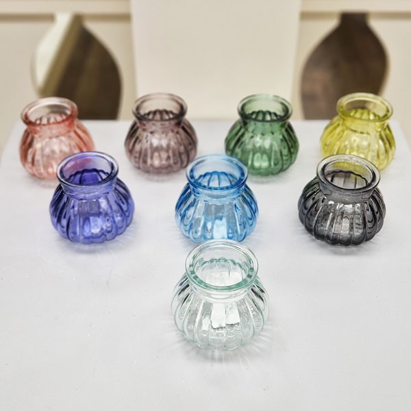 Dove Grey Veneto Glass Bubble Jar - 7.5cm x 9cm Home Decor Decoration