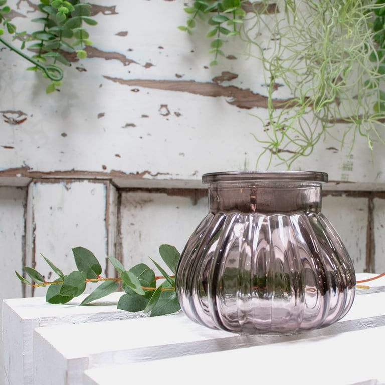 Dove Grey Veneto Glass Bubble Jar - 7.5cm x 9cm Home Decor Decoration