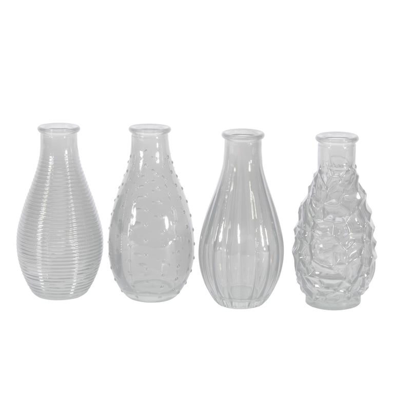 Clear Vintage Bud Vase - 14cm Small Clear Glass Home Decor Flower Vase for Garden Decoration