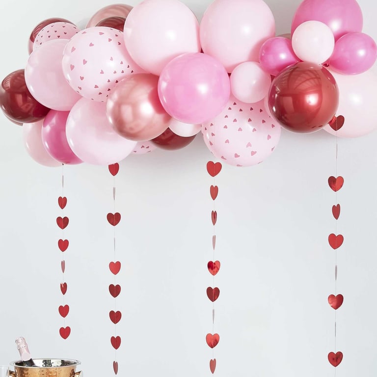 Red and Pink Balloon Garland - Party Decoration & Event Decor with Colorful Balloon Arrangement