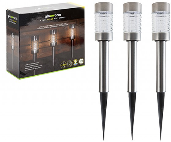 Solar Post Stakes - 3-Pack Solar Powered Garden Markers and Yard Signs