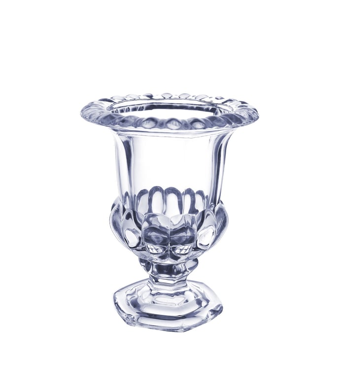 22cm Clear Georgian Glass Urn - Elegant Home Decor Vase for Indoor Plant Display