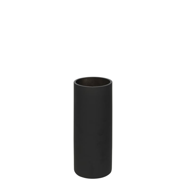Matt Black Glass Cylinder Vase - 25cm Modern Home Decor Elegant Accent Piece
