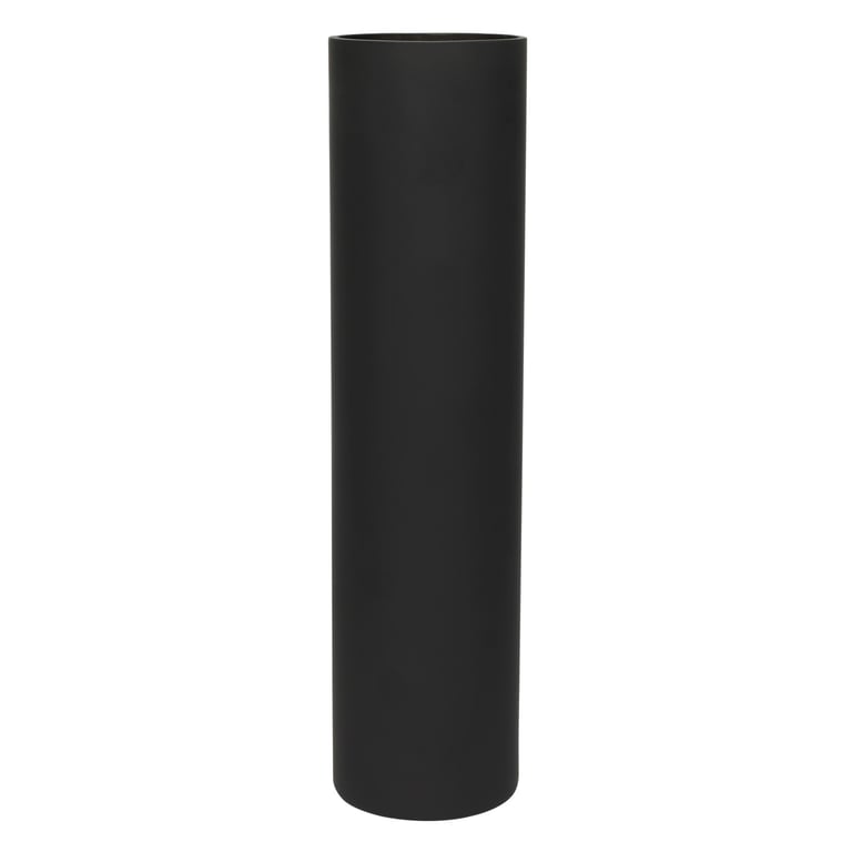 40cm Matt Black Glass Cylinder Vase - Modern Home Decor Accent for Living Room and Office