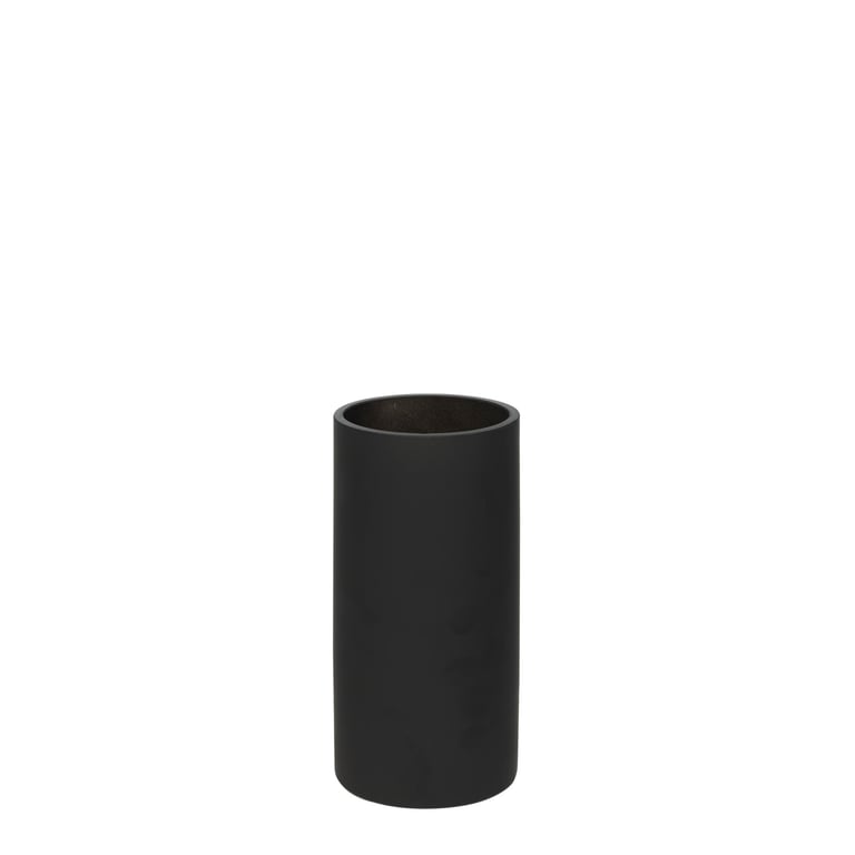Matt Black Glass Cylinder Vase - Modern Home Decor Accent, 20cm Tall, Stylish and Elegant Design