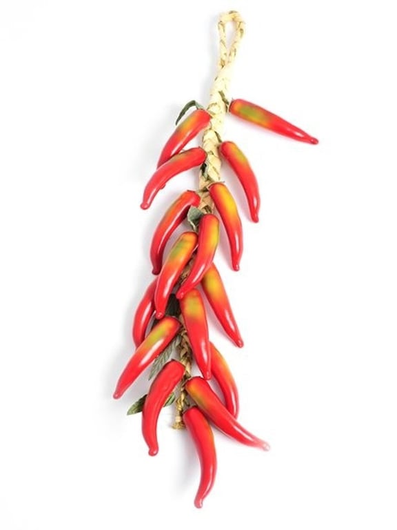 Artificial Hanging Chili Plant - 50cm Indoor Decoration Wall Hanging Green Chili Home Decor
