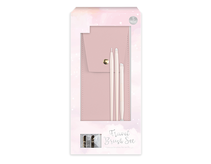 Travel Makeup Brush Set - 5pc Compact Portable Essential Makeup Tools Kit for On-The-Go Beauty
