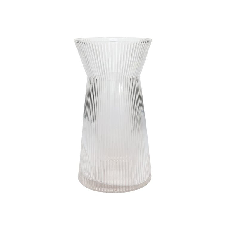 Clear Tall Ribbed Sweetheart Glass Vase - 26cm Home Decor Accent