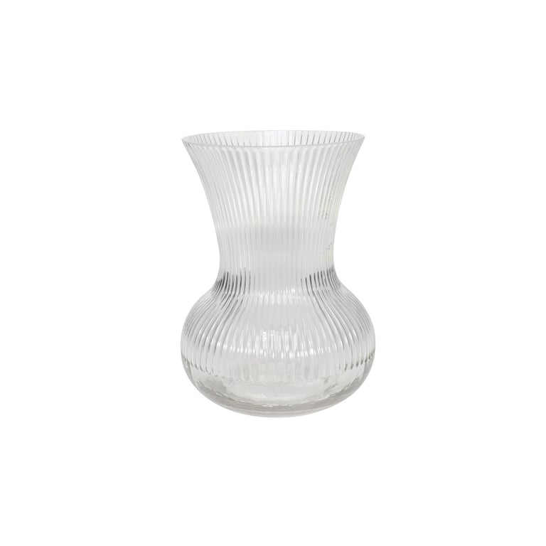 Ribbed Hand Tie Glass Vase - Elegant Home Decor Accent, 19.5cm Height