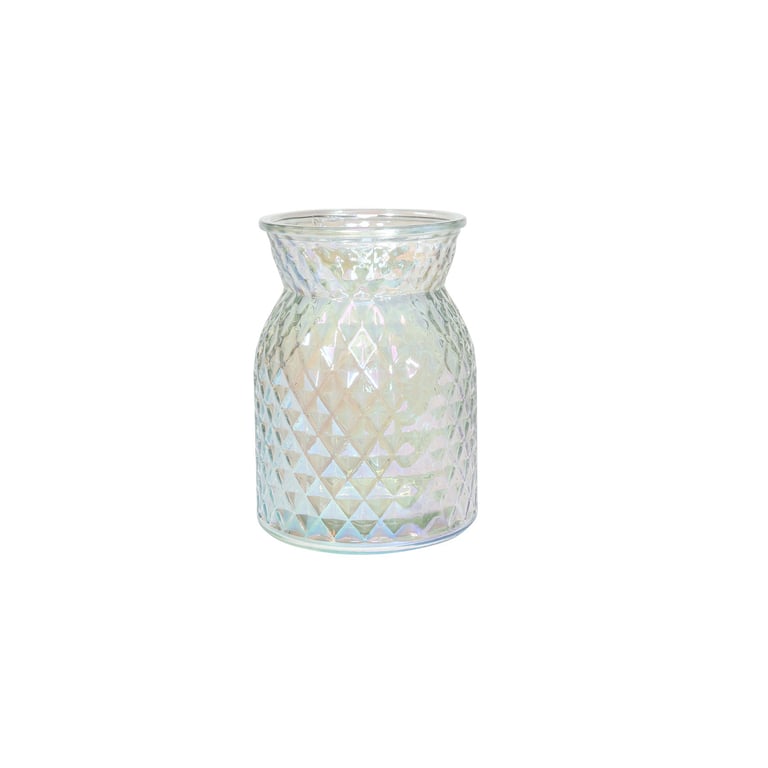 Meadow Flower Vase - Diamond Embossed Pattern & Iridescent Finish Home Decor Accent (16cm)