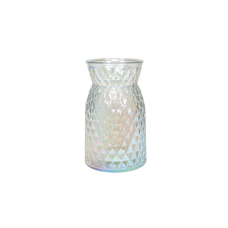 Meadow Flower Vase - Diamond Embossed Pattern & Iridescent Finish Home Decor Vase, 18cm