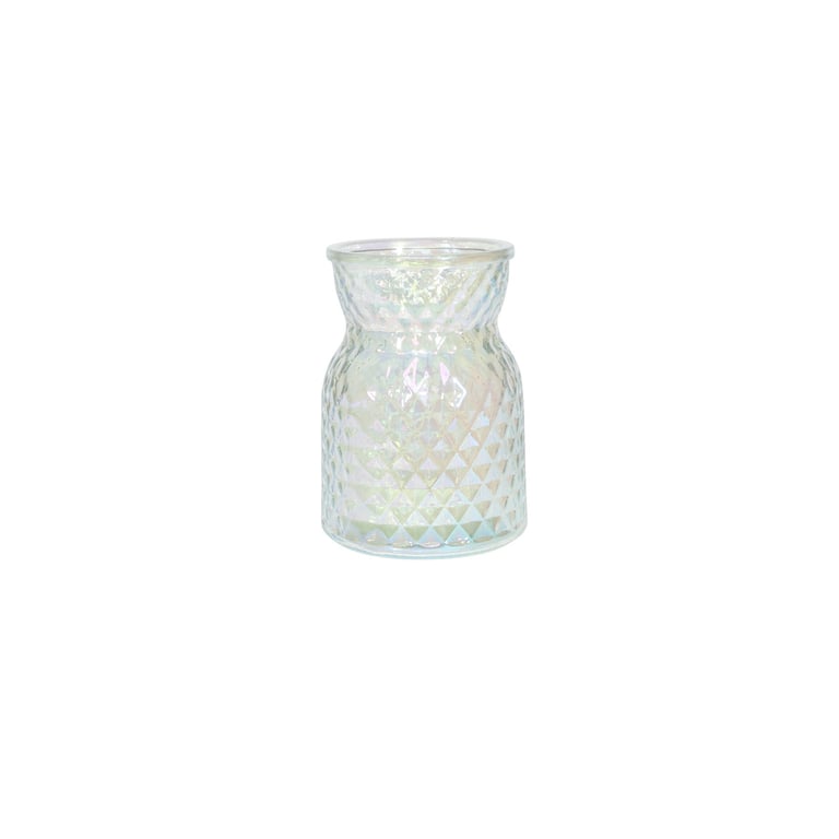 Meadow Flower Vase - Diamond Embossed Pattern & Iridescent Finish Home Decor Accent (13.5cm)